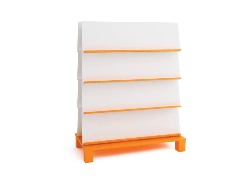 Bibliothèque double face orange pour école
