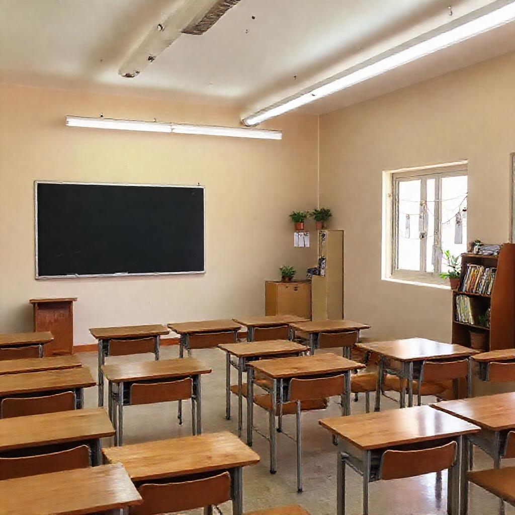 Aménagement de classe au Maroc économique avec réorganisation du mobilier, zone d'affichage et éclairage fonctionnel